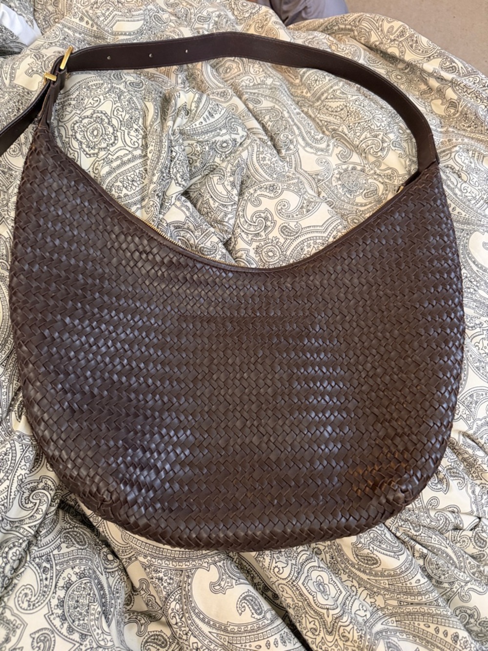 Madewell Woven Leather Hobo Bag - Dark Brown
